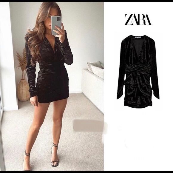 NWT ZARA SHOULDER PAD DRAPED DRESS - Picture 1 of 8
